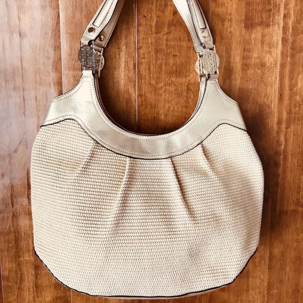 Dana Buchman Gold  Straw Tote Shoulder Style Purse
